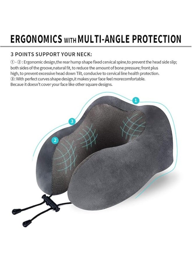 Memory Foam Travel Neck Pillow for Head and Neck Support During Sleep and Rest - Image 2